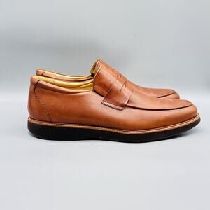 Samuel Hubbard Shoes Mens 14 Brown Leather Slip On Penny Loafers Moc Toe Dress